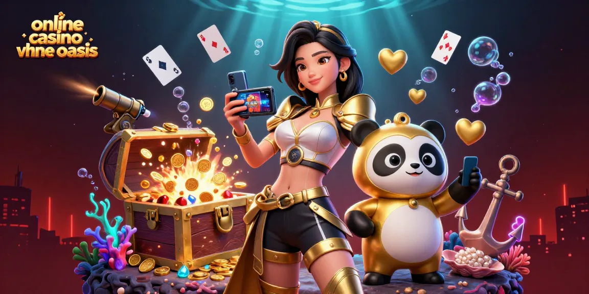 Play exciting games at online casino ohne oasis, featuring a 3D Asian woman with a panda, surrounded by vibrant casino elements and glowing treasures.
