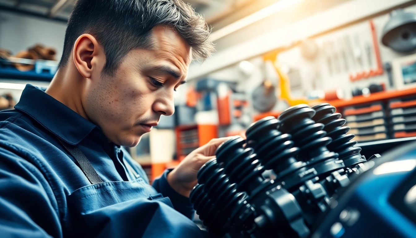 Mechanic examining Auto Kufen closely in a well-lit workshop environment.