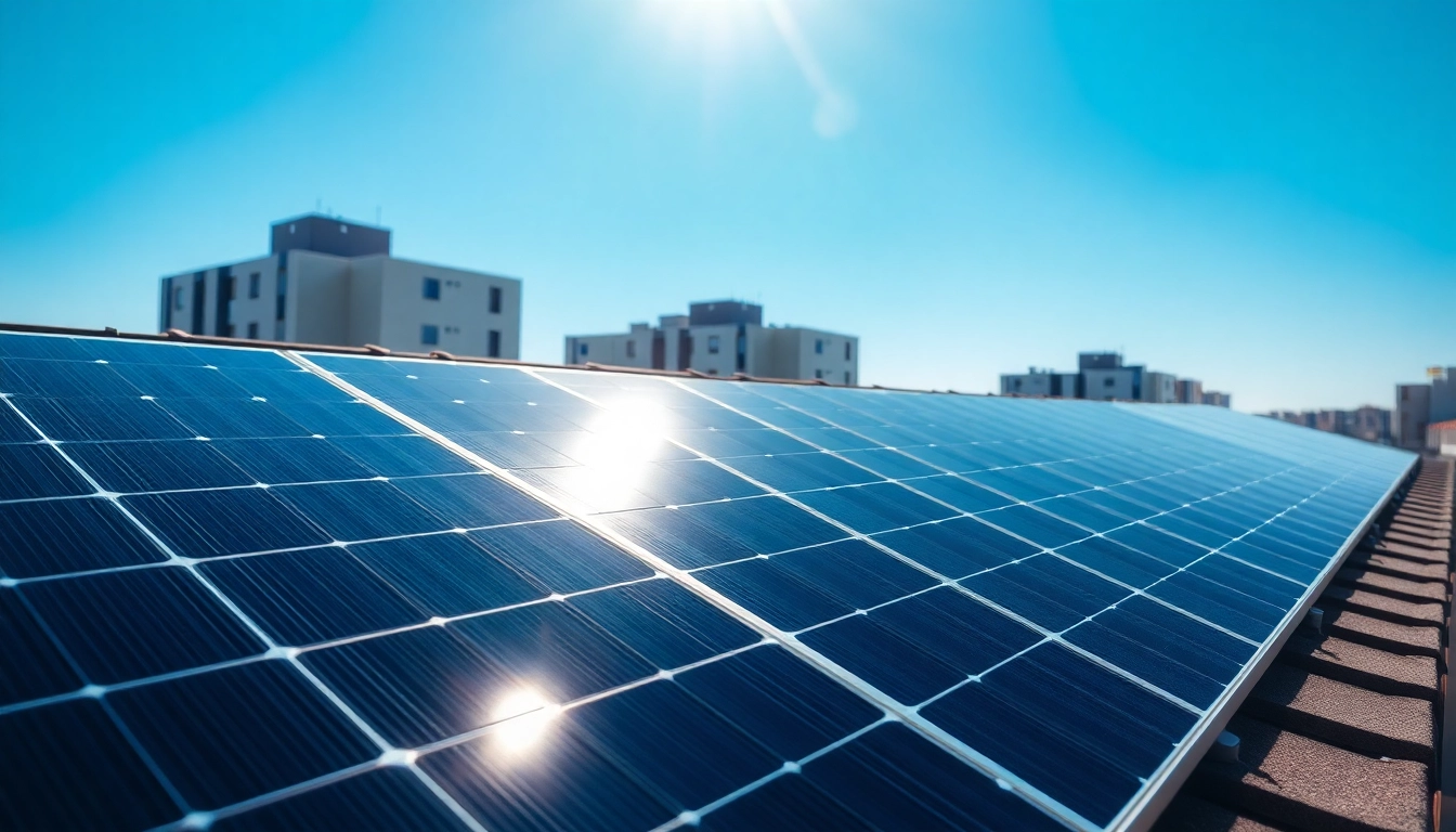 Pv anlagen wien auf einem modernen Dach mit strahlendem Sonnenschein betont erneuerbare Energie.