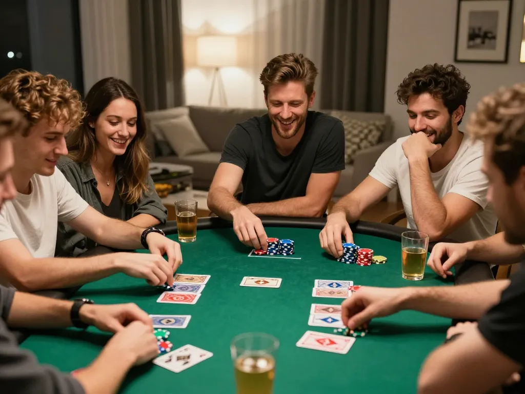 Poker night with friends around the table enjoying strategic gameplay at 789betpa