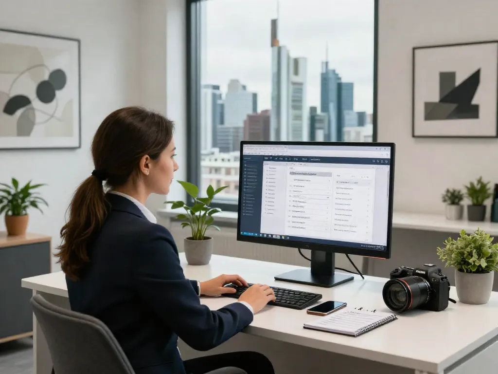 Bester Immobilienmakler Frankfurt in einem eleganten Büro mit modernem Design und Skyline-Blick.