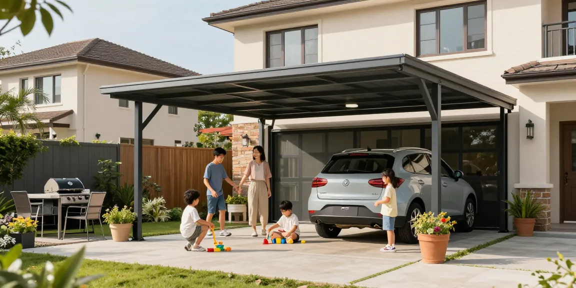 Moderne Carport-Lösung zum Schutz von Fahrzeugen für Familie und Garten!