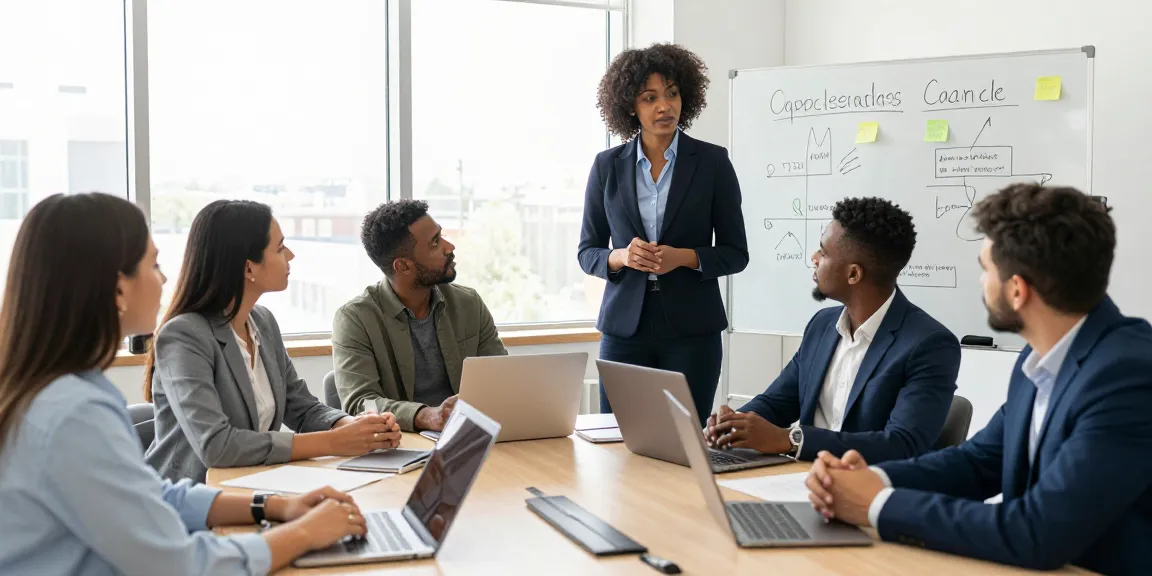 Wertschätzung Arbeit: Teamdiskussion über Führung und Unternehmenskultur in modernem Büro.